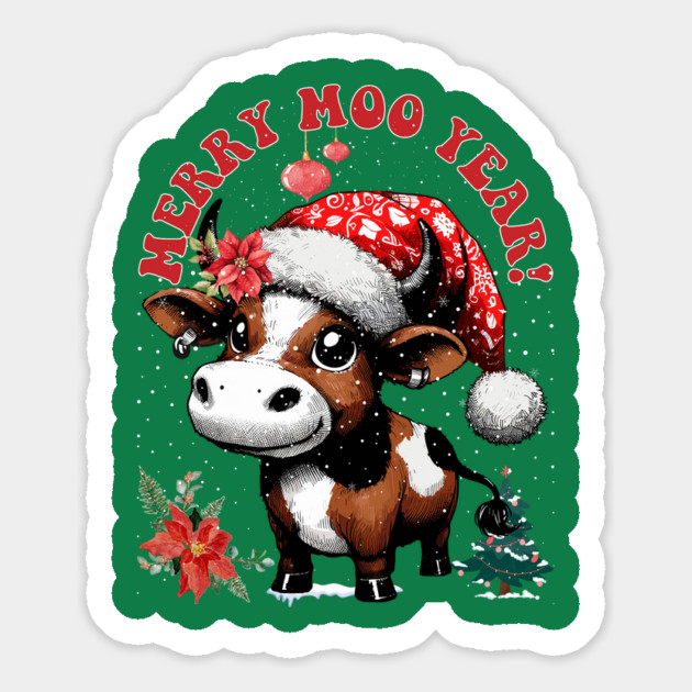 Jersey Cow - Merry Moo Year! Magnet by JessArty