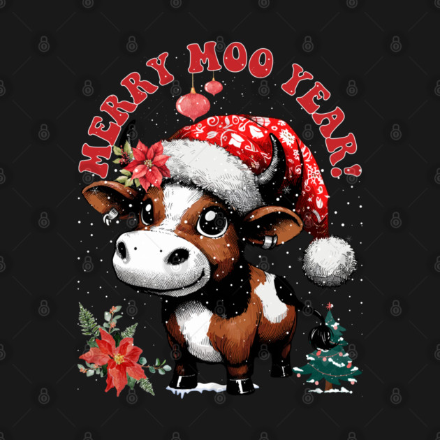 Jersey Cow - Merry Moo Year! by JessArty