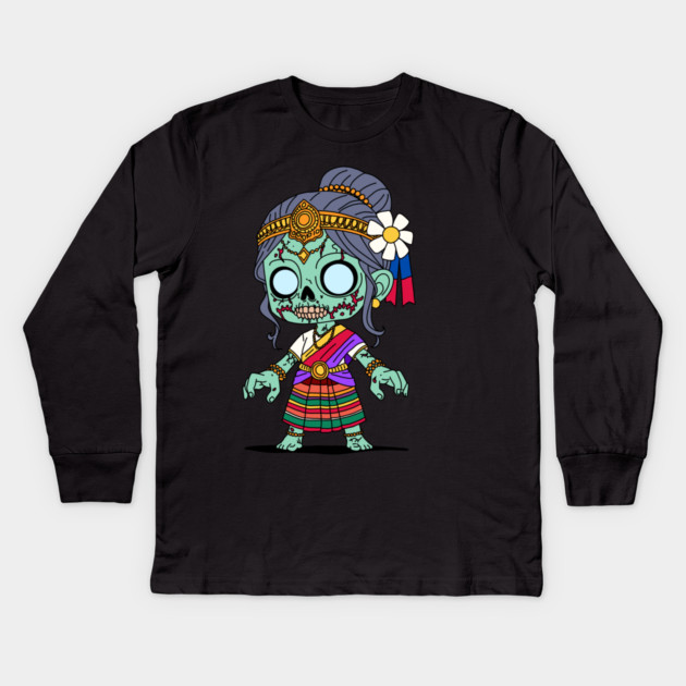 Cute Cambodian Zombie Kids Long Sleeve T-Shirt by H. R. Sinclair