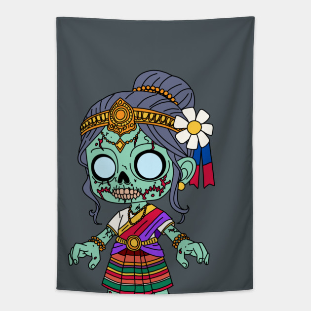 Cute Cambodian Zombie Tapestry by H. R. Sinclair