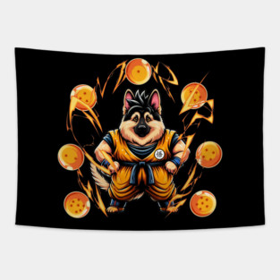 Dragon Ball Cute German Sheperd Tapestry