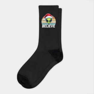 Alien Santa Believe, Funny Christmas Socks