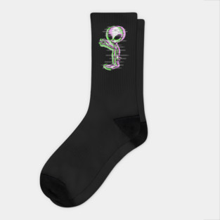 Glitchy Alien Dude Socks