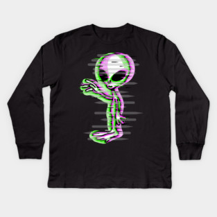Glitchy Alien Dude Kids Long Sleeve T-Shirt
