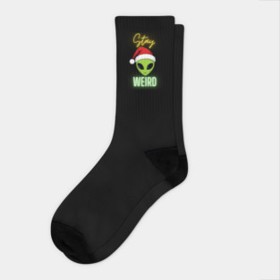 Stay Weird Christmas Alien Socks