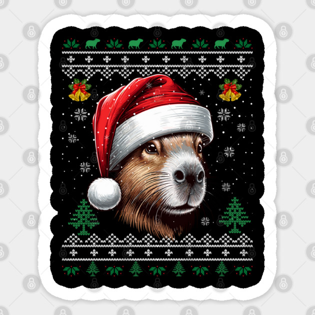 Capybara Santa Sticker by JessArty