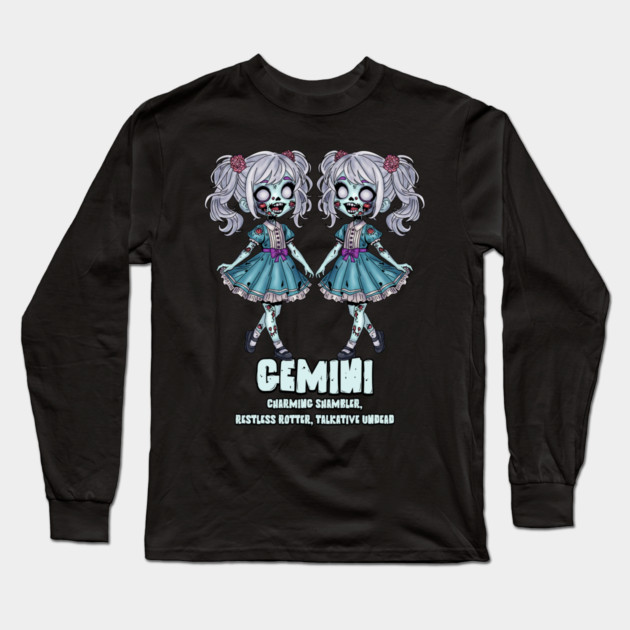 Gemini Zombies Long Sleeve T-Shirt by H. R. Sinclair