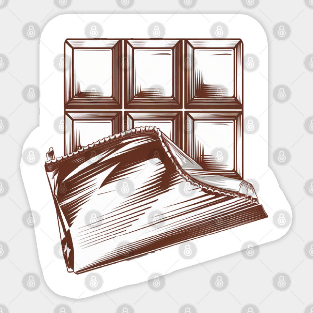 Chocolate Bar, Irresistible Chocolate Bar Art, Perfect for Sweet Tooth Fans and Candy Lovers Sticker by Pixel Threads 