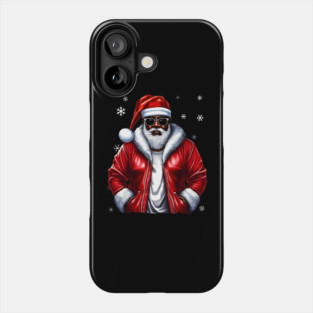 Cool Black Santa with Snow Flakes Phone Case