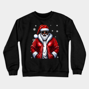 Cool Black Santa with Snow Flakes Crewneck Sweatshirt