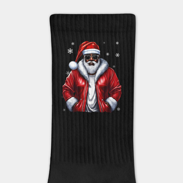Cool Black Santa with Snow Flakes by UrbanLifeApparel