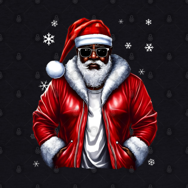 Cool Black Santa with Snow Flakes by UrbanLifeApparel