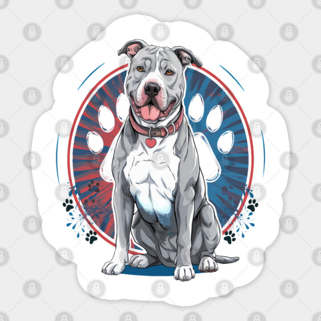 Pitbull Dogs, Strength and Loyalty in a Stunning Dog Lover's Design Sticker by Pixel Threads 
