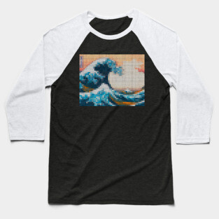 Great Wave Mosaic Baseball T-Shirt