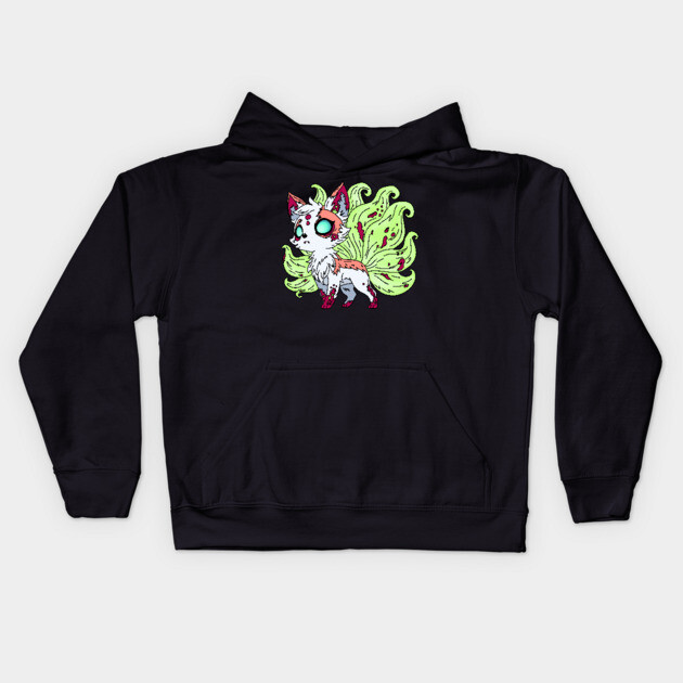 Zombie Kitsune Kids Hoodie by H. R. Sinclair