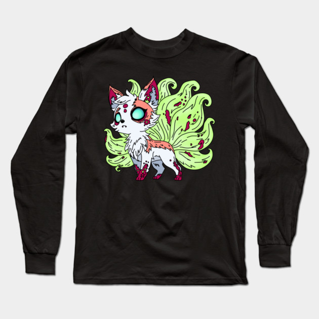 Zombie Kitsune Long Sleeve T-Shirt by H. R. Sinclair