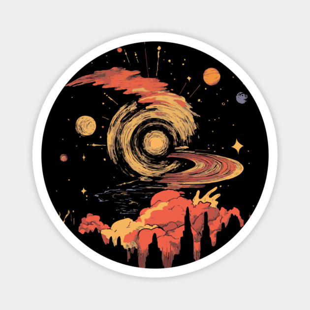 Andromeda Crashing - Surreal Trippy Pop Art Magnet by TuncGK