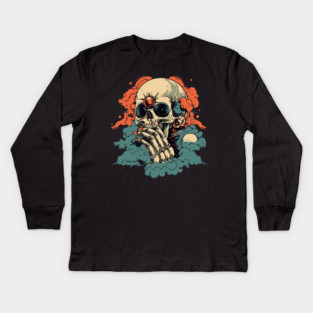 Worried Skull - Futuristic Surreal Concept Art Kids Long Sleeve T-Shirt