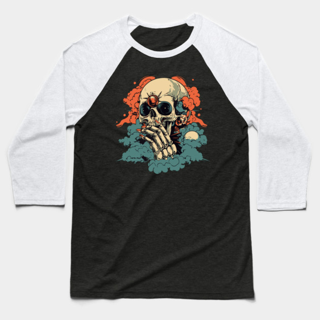 Worried Skull - Futuristic Surreal Concept Art Baseball T-Shirt by TuncGK