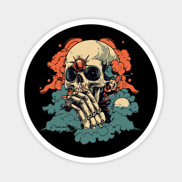 Worried Skull - Futuristic Surreal Concept Art Magnet by TuncGK