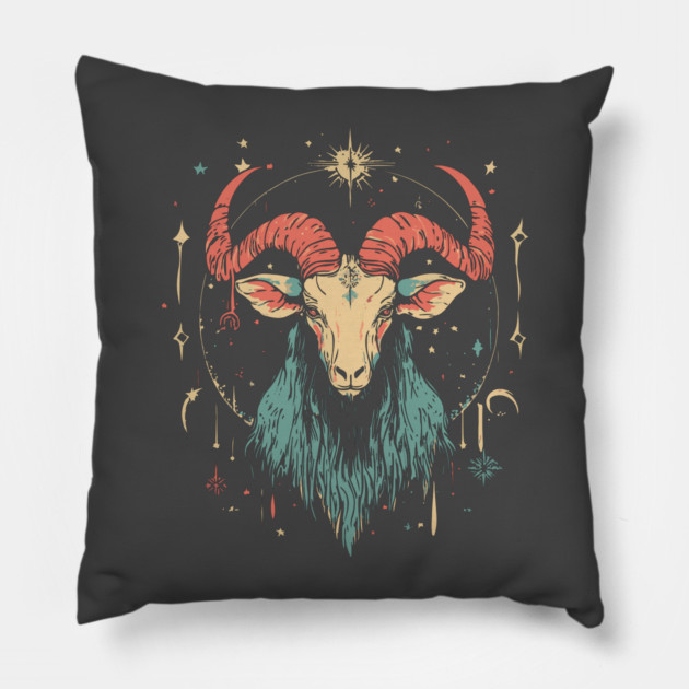 Pastel Capricorn Zodiac Sign - Surreal Pop Art Pillow by TuncGK