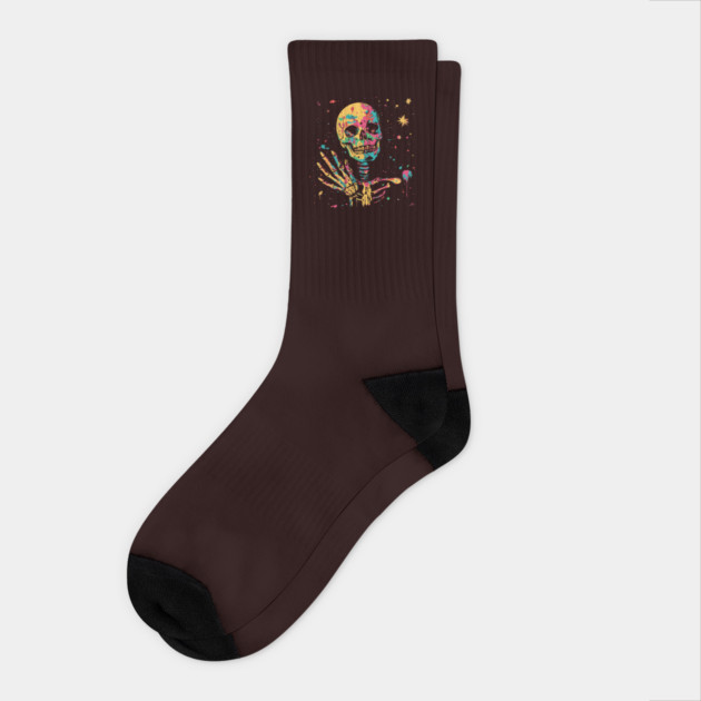 Peaceful Dead - Pastel Galactic Hippie Socks by TuncGK