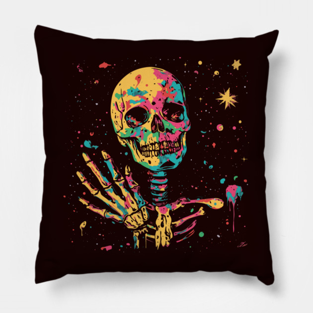 Peaceful Dead - Pastel Galactic Hippie Pillow by TuncGK