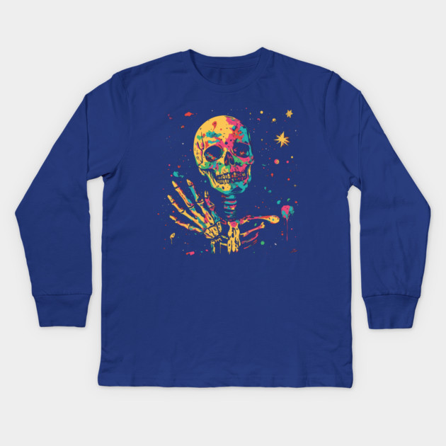 Peaceful Dead - Pastel Galactic Hippie Kids Long Sleeve T-Shirt by TuncGK