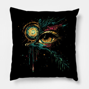 Galactic Ostrich - Surreal Futuristic Abstract Pastel Pillow