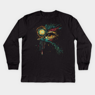 Galactic Ostrich - Surreal Futuristic Abstract Pastel Kids Long Sleeve T-Shirt