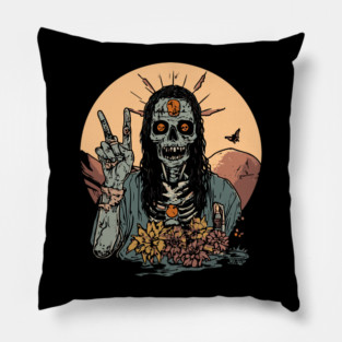 Hippie Zombie - Surreal Trippy Retro Pillow