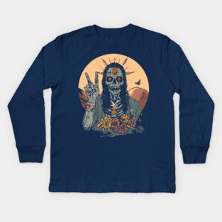 Hippie Zombie - Surreal Trippy Retro Kids Long Sleeve T-Shirt
