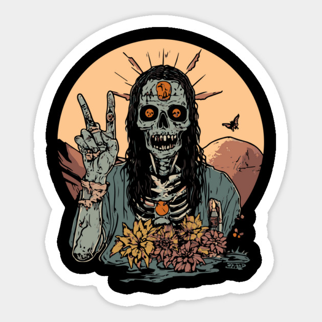 Hippie Zombie - Surreal Trippy Retro Magnet by TuncGK