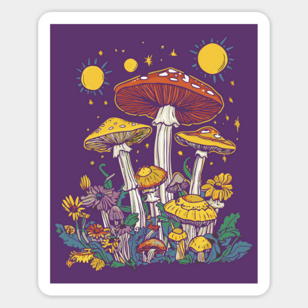 Time to Shroom - Psychedelic Trippy Hippie Design Magnet by TuncGK