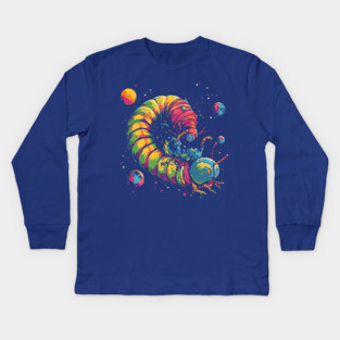 Galactic Caterpillar - Surreal Abstrac Dreamy Cosmic Kids Long Sleeve T-Shirt