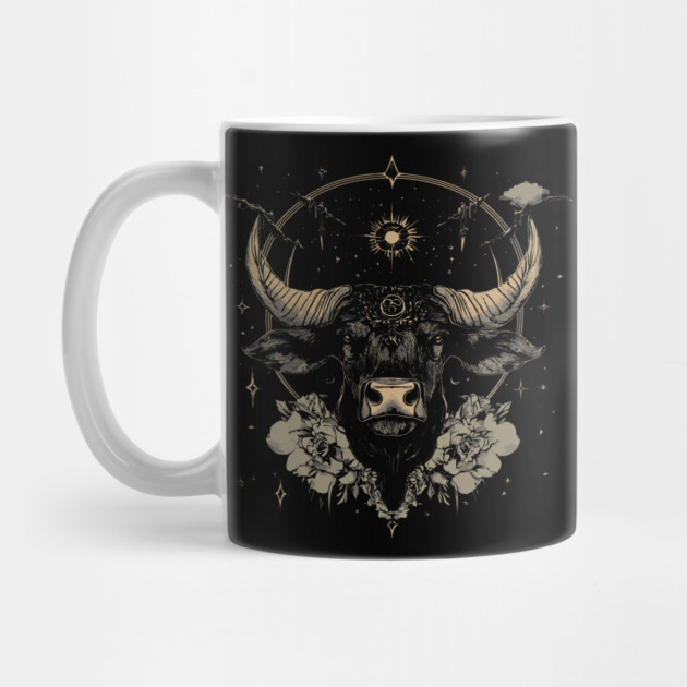 Taurus Zodiac - Art Nouveau Line Art Gold by TuncGK