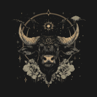 Taurus Zodiac - Art Nouveau Line Art Gold T-Shirt