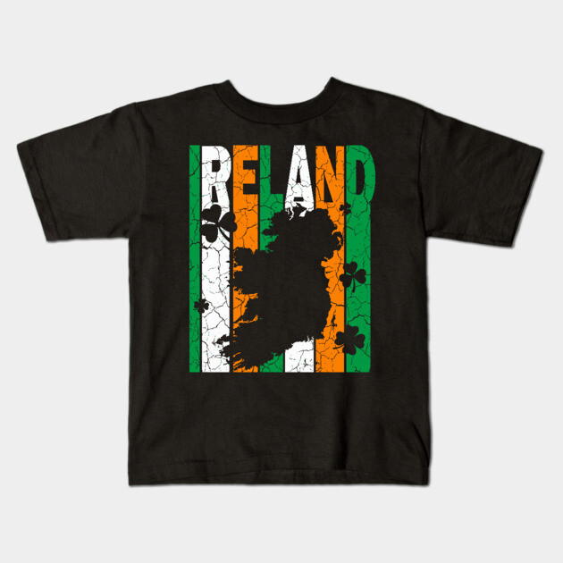 Ireland Flag - Retro Letters - Vintage Pastel Kids T-Shirt by TuncGK