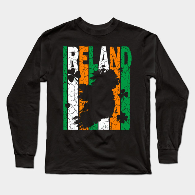 Ireland Flag - Retro Letters - Vintage Pastel Long Sleeve T-Shirt by TuncGK