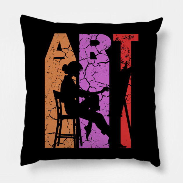 Art Painting - Retro Letters - Vintage Pastel Pillow by TuncGK