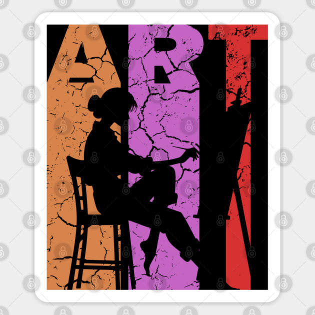 Art Painting - Retro Letters - Vintage Pastel Sticker by TuncGK