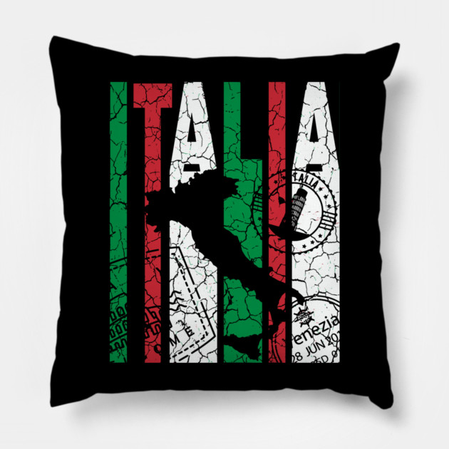Italia - Retro Letters - Vintage Flag Pillow by TuncGK