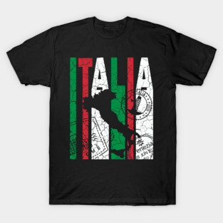 Italia - Retro Letters - Vintage Flag T-Shirt