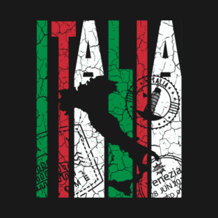 Italia - Retro Letters - Vintage Flag T-Shirt