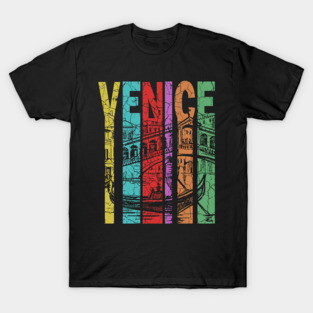 Venice Italy - Retro Letters - Pastel Vintage T-Shirt