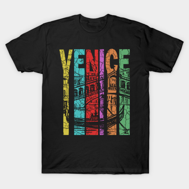 Venice Italy - Retro Letters - Pastel Vintage T-Shirt by TuncGK