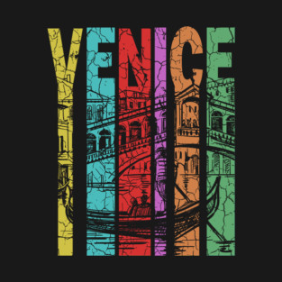 Venice Italy - Retro Letters - Pastel Vintage T-Shirt
