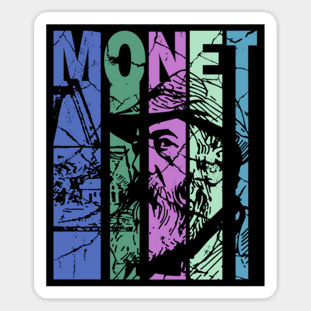 Claude Monet - Retro Letters - Pastel Vintage Magnet by TuncGK