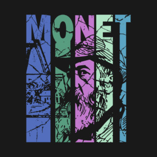 Claude Monet - Retro Letters - Pastel Vintage T-Shirt