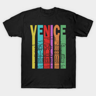 Venice Beach California - Retro Letters - Pastel Vintage T-Shirt